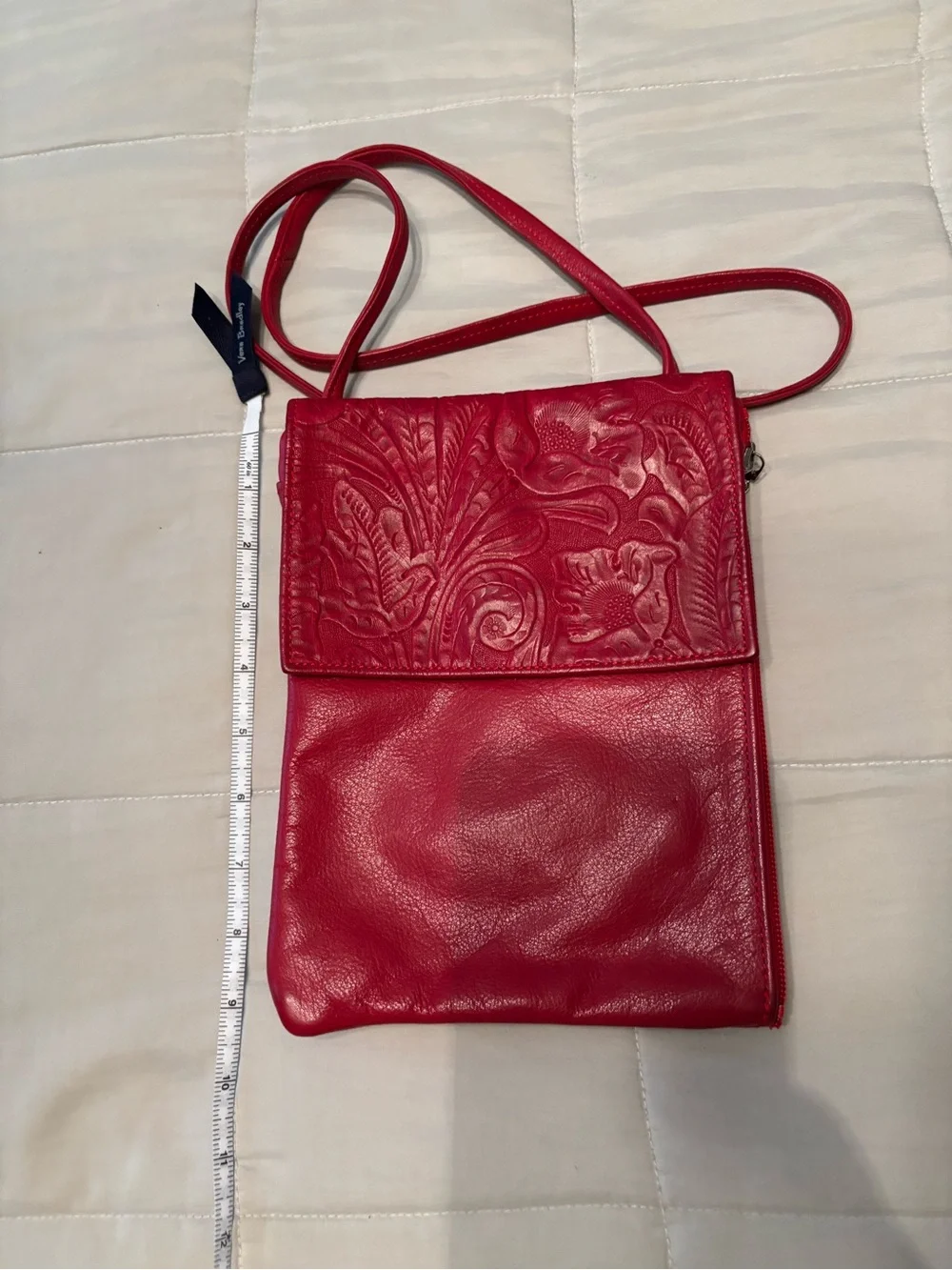 Lew N Me Colorado Handbags Red Embossed Leather Crossbody Bag - Picture 3 of 7